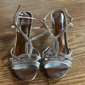 Women's short rhinestoned glitter heels